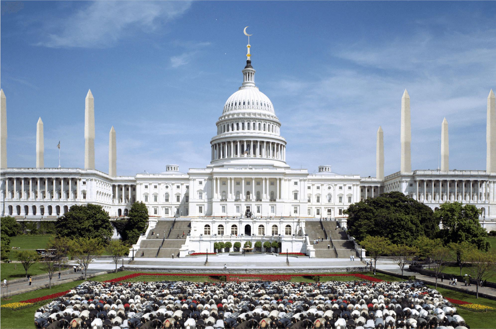 Figure 0. A speculative sketch of Capitol Hill converted into a mosque, Omar Mohammad, 2020